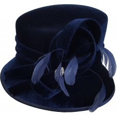 Mujer&apos;s Dress Church Wedding Bridal Velvet Covered Fall Winter Dressy Navy Hat   eb-06774765